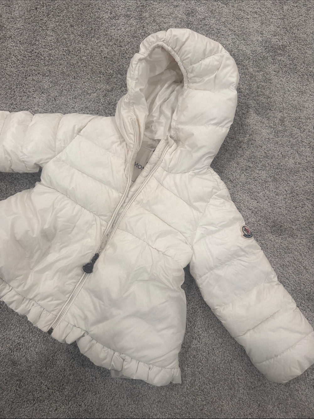 Moncler Kids Cream Hooded Quilted Puffer Jacket